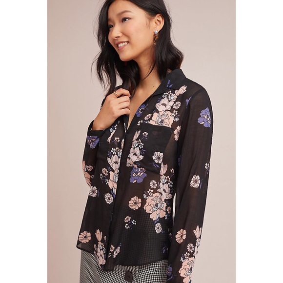 Anthropologie Tops - Anthropologie Cloth & Stone Floral Blouse Shirt 4